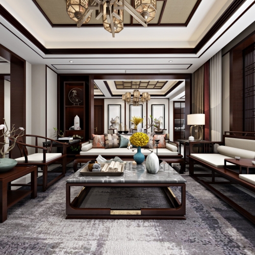 New Chinese Style A Living Room-ID:175802638