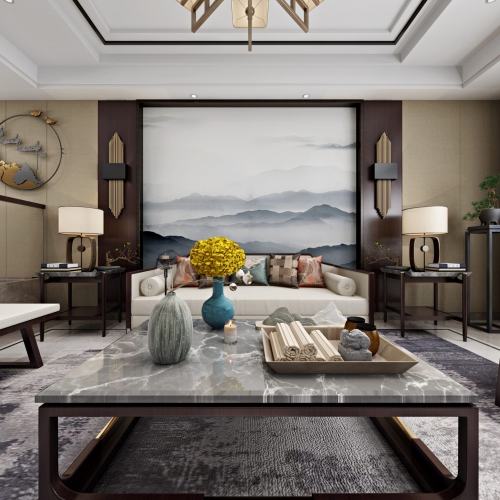 New Chinese Style A Living Room-ID:486101938