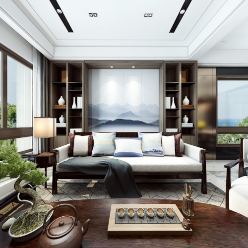 New Chinese Style A Living Room-ID:823813952