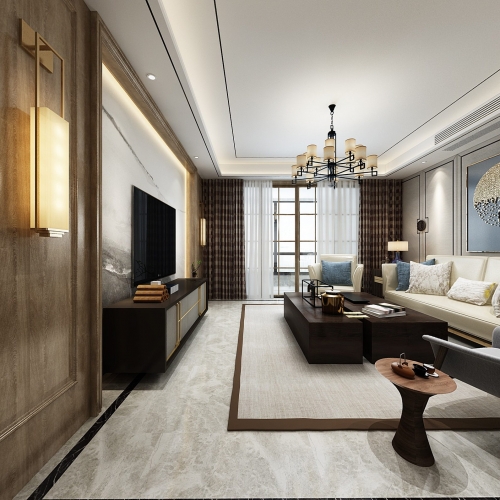 New Chinese Style A Living Room-ID:753145482
