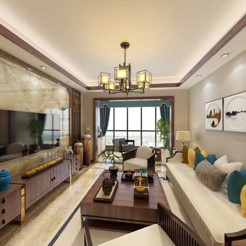 New Chinese Style A Living Room-ID:252897681