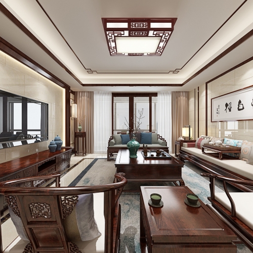 New Chinese Style A Living Room-ID:522945143