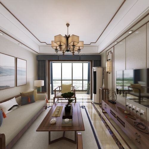 New Chinese Style A Living Room-ID:882281534
