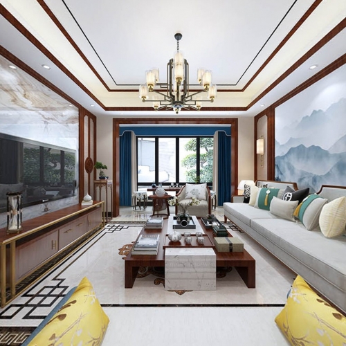 New Chinese Style A Living Room-ID:387260877