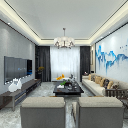 New Chinese Style A Living Room-ID:580600961