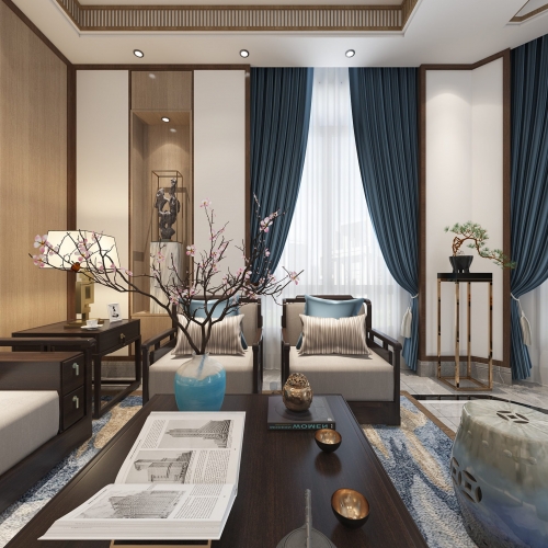 New Chinese Style A Living Room-ID:594816316