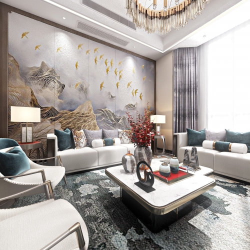 New Chinese Style A Living Room-ID:386040127