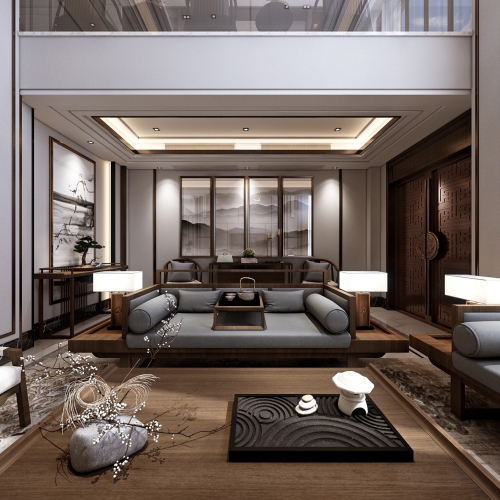 New Chinese Style A Living Room-ID:226196299