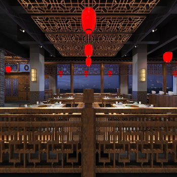 全景-中式火锅店-模型ID【504276】