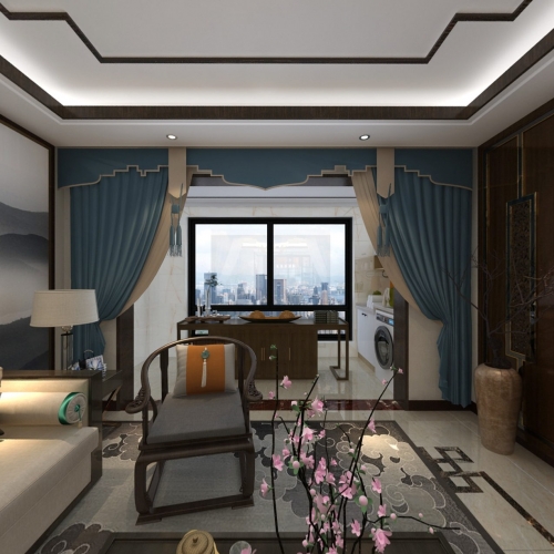 New Chinese Style A Living Room-ID:304846797