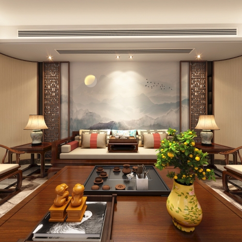 New Chinese Style A Living Room-ID:676945681