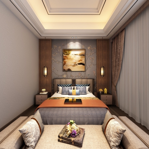 New Chinese Style Bedroom-ID:596895429