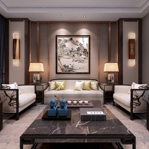 New Chinese Style A Living Room-ID:683232997