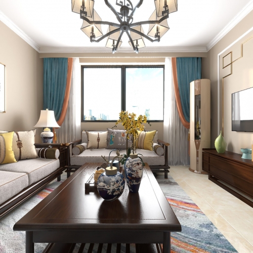 New Chinese Style A Living Room-ID:686199677