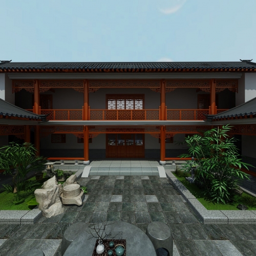 Chinese Style Building Appearance-ID:395478195