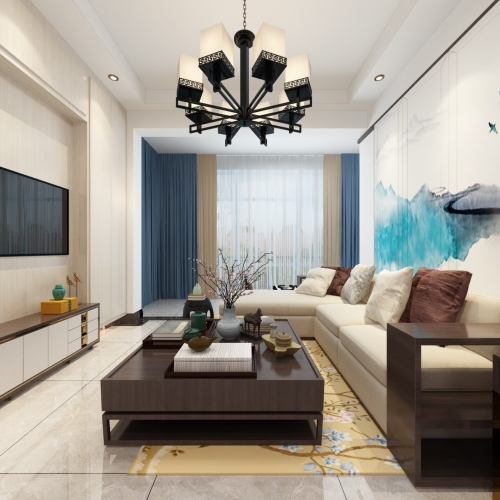 New Chinese Style A Living Room-ID:590756857