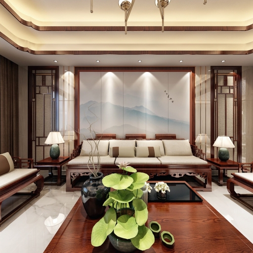 New Chinese Style A Living Room-ID:958320154