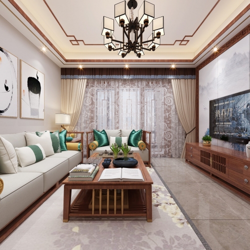 New Chinese Style A Living Room-ID:243291885