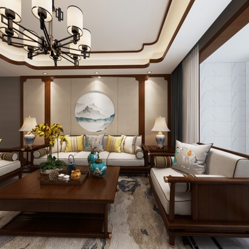 New Chinese Style A Living Room-ID:233244481