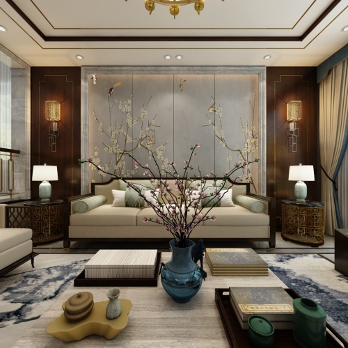 New Chinese Style A Living Room-ID:280099468