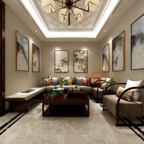 New Chinese Style A Living Room-ID:981788986