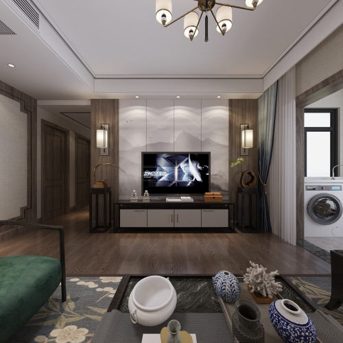 New Chinese Style A Living Room-ID:297617494