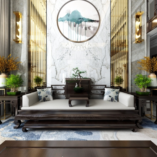 New Chinese Style A Living Room-ID:579514827