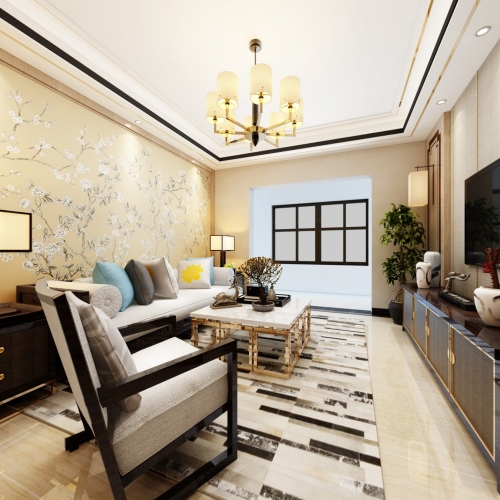 New Chinese Style A Living Room-ID:906254427