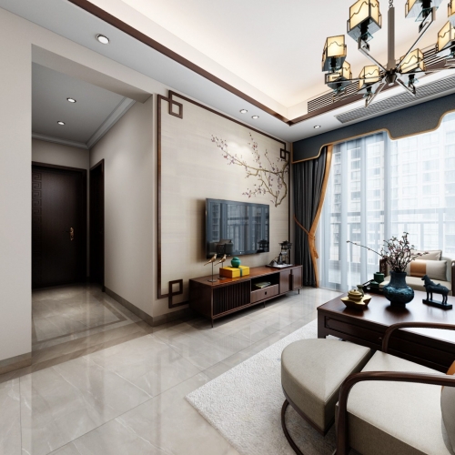 New Chinese Style A Living Room-ID:563246752