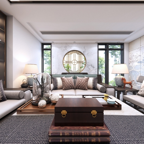 New Chinese Style A Living Room-ID:769699359