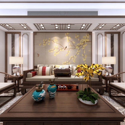 New Chinese Style A Living Room-ID:927688549