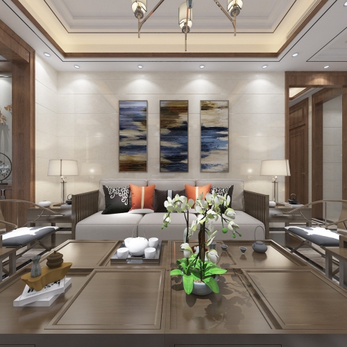 New Chinese Style A Living Room-ID:467117719