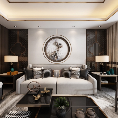 New Chinese Style A Living Room-ID:815586356