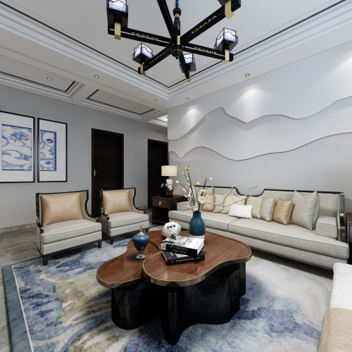 New Chinese Style A Living Room-ID:202626968