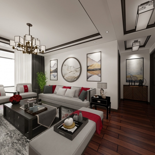 New Chinese Style A Living Room-ID:225324156
