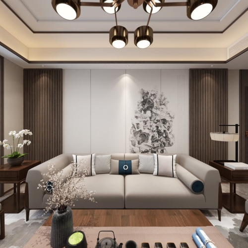 New Chinese Style A Living Room-ID:572461398