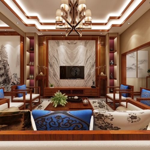 New Chinese Style A Living Room-ID:559306733