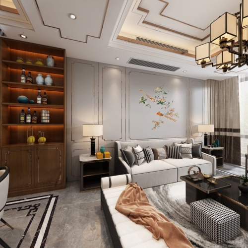 New Chinese Style A Living Room-ID:136625428
