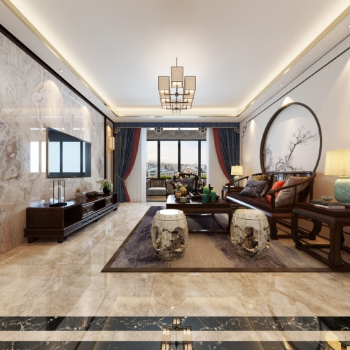 New Chinese Style A Living Room-ID:532030428