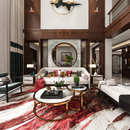 New Chinese Style A Living Room-ID:169671356