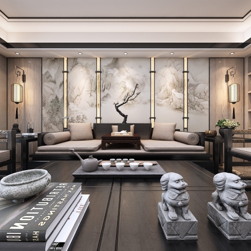 New Chinese Style A Living Room-ID:660350948