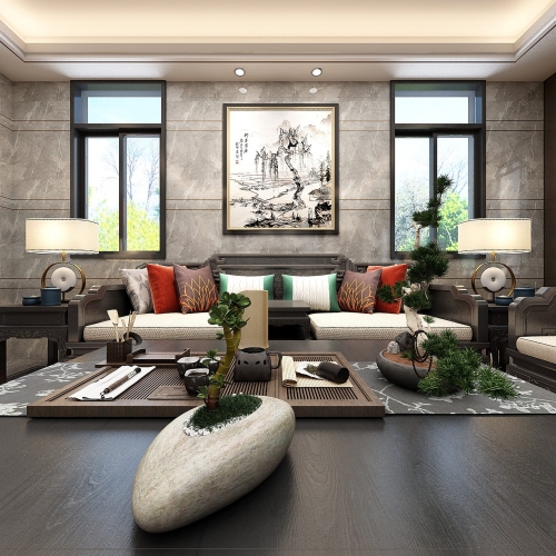 Chinese Style A Living Room-ID:595076633