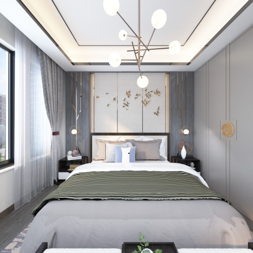 New Chinese Style Bedroom-ID:694242949