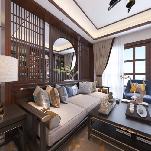 New Chinese Style A Living Room-ID:275395321