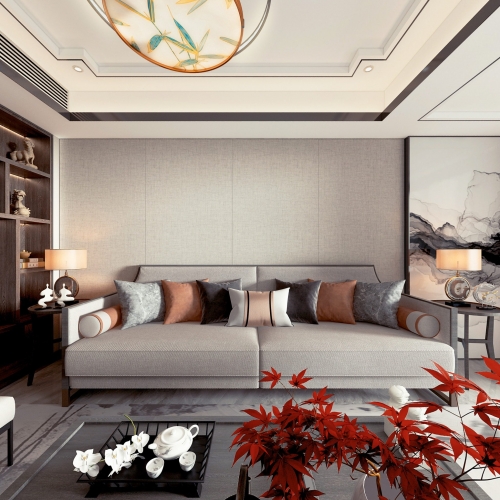 New Chinese Style A Living Room-ID:495375262