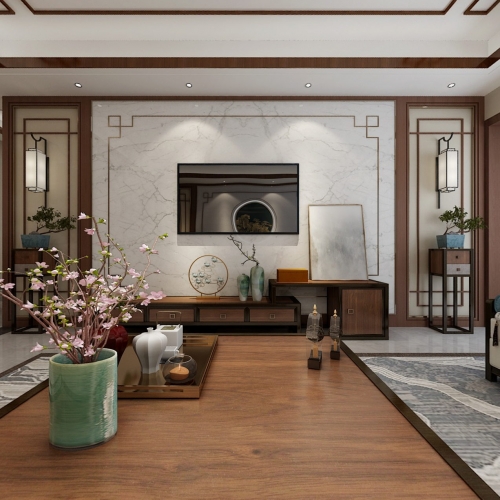 New Chinese Style A Living Room-ID:829536616