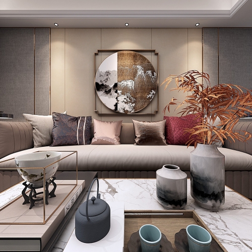 New Chinese Style A Living Room-ID:768027326