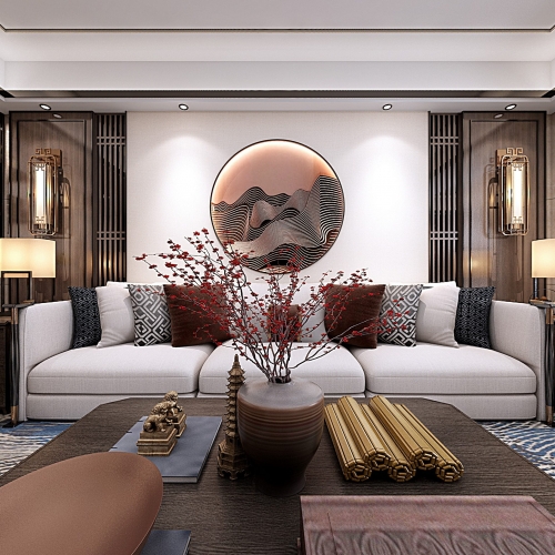 New Chinese Style A Living Room-ID:903611154