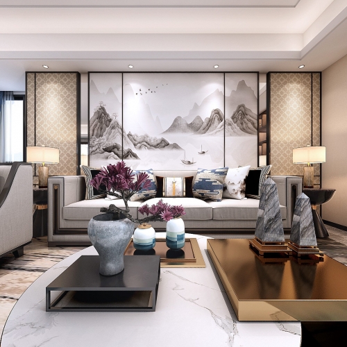 New Chinese Style A Living Room-ID:214322776