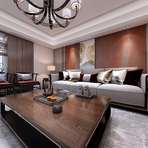 New Chinese Style A Living Room-ID:834282899